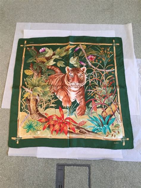 gucci tiger scarf vintage|authentic Gucci silk scarf.